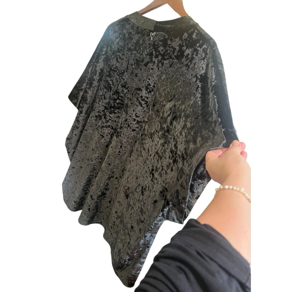 Victoria’s Secret Black Velvet Boxy Open Front Kimono Cardigan Sz Medium/Large - Picture 13 of 15